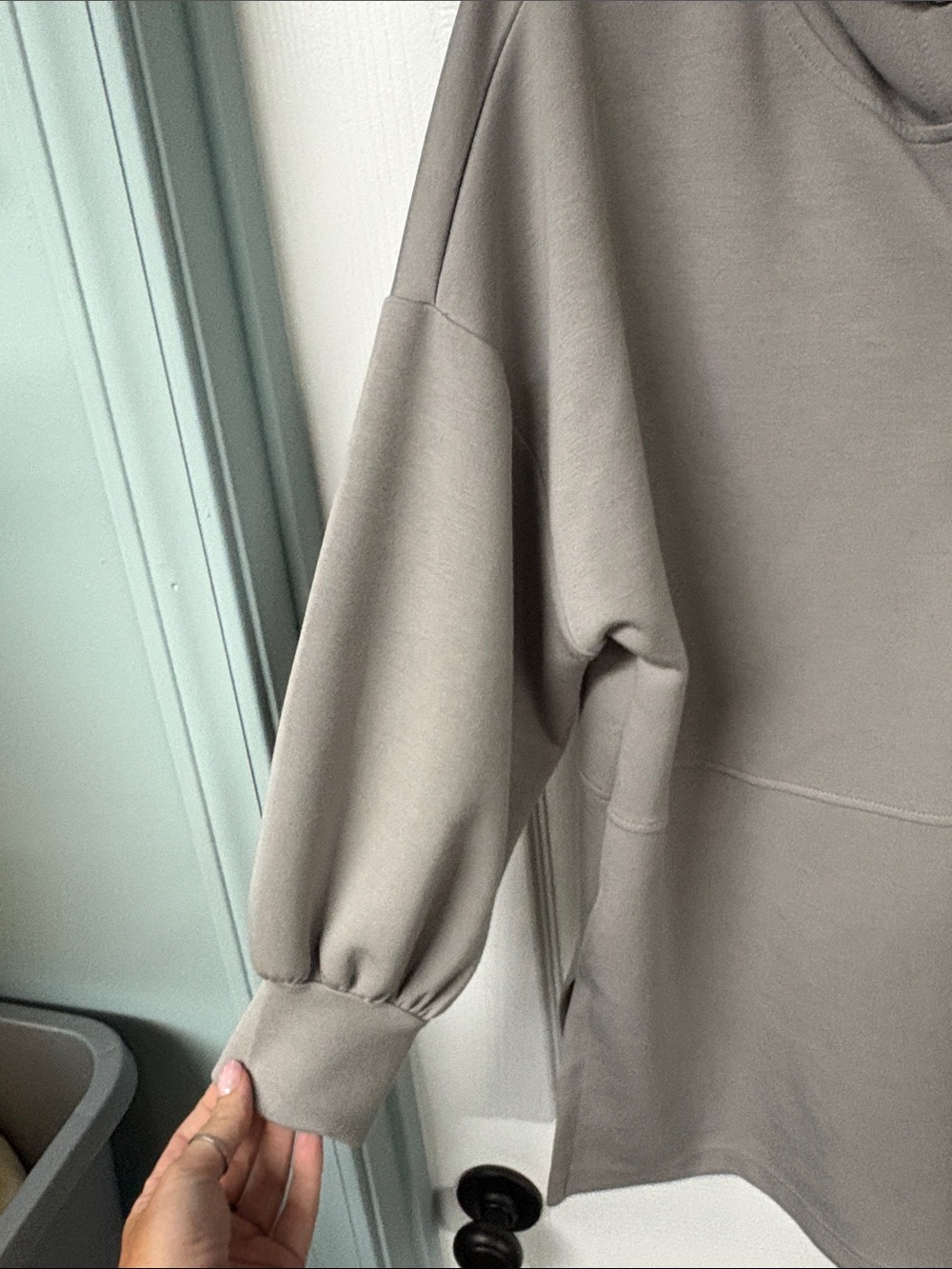 Cable & Gauge Hooded Zip-Front Bomber Jacket in Taupe - Picture 3 of 6